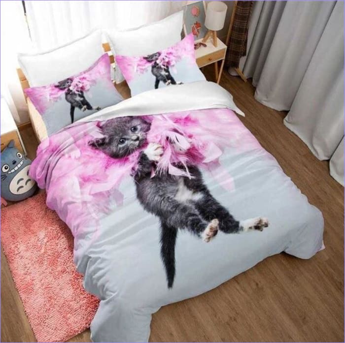 Housse de Couette Chat Plumes