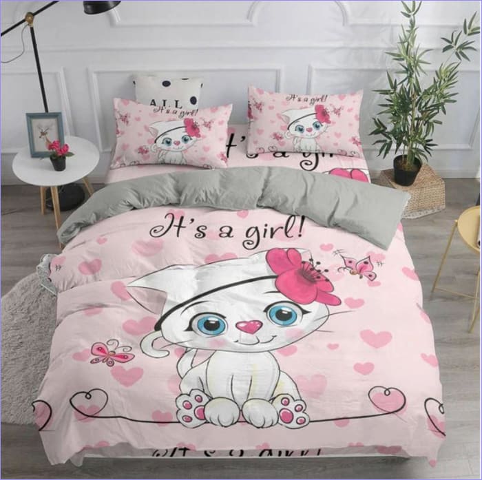 Housse de Couette Chat petite fille