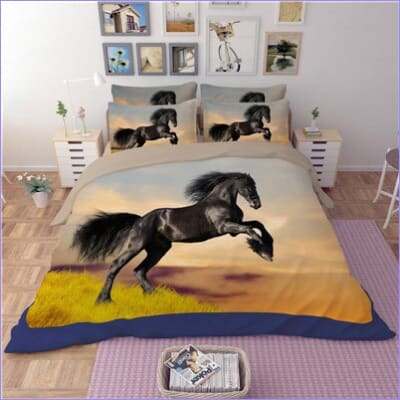 Housse de Couette Cheval Etalon Noir