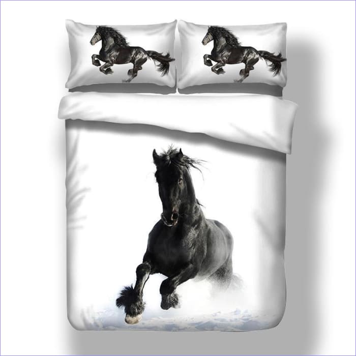Housse de Couette Cheval Noir au Galop