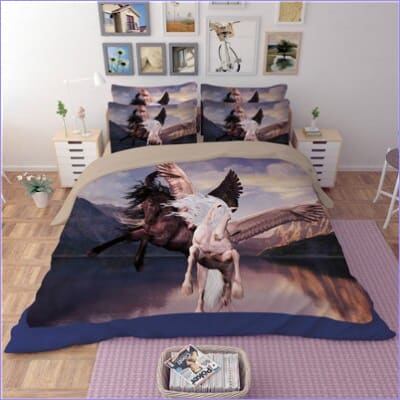 Housse de Couette Chevaux Noirs et blancs