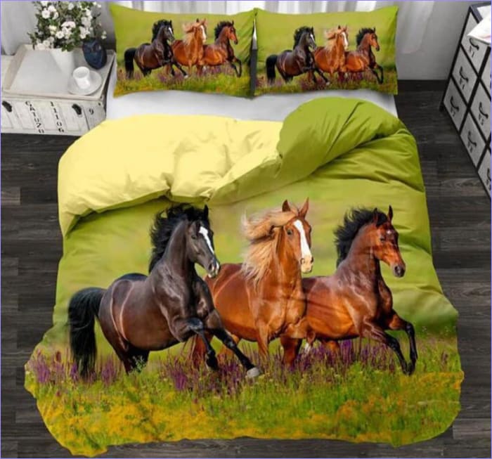 Housse de Couette Chevaux et Prairie