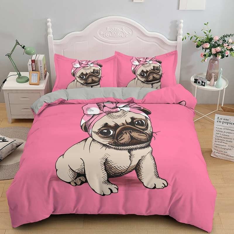 Housse de Couette Chien Rose