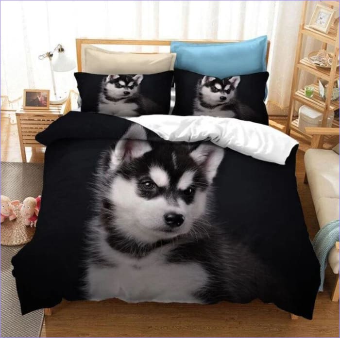 Housse de Couette Chiot Noir et Blanc