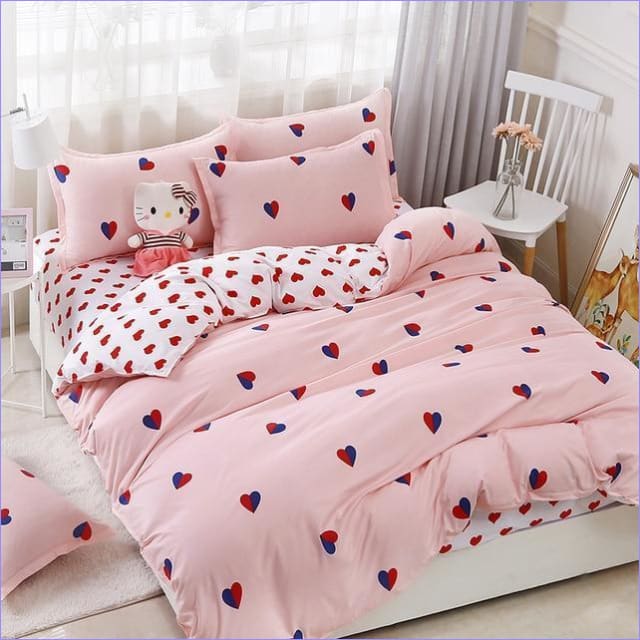 Housse de Couette Enfant Coeurs Bicolores