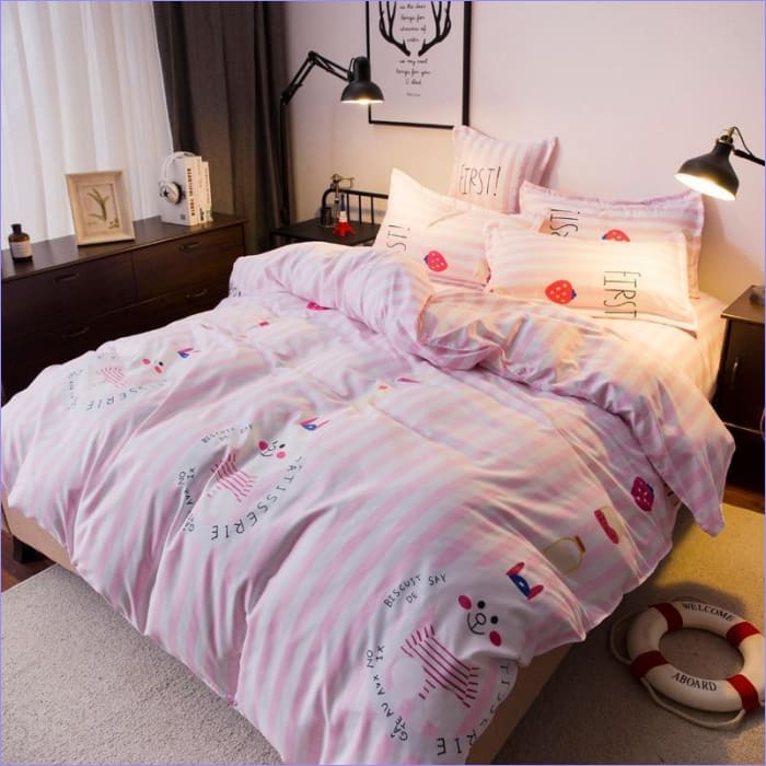 Housse de Couette Enfant Lapin Rose