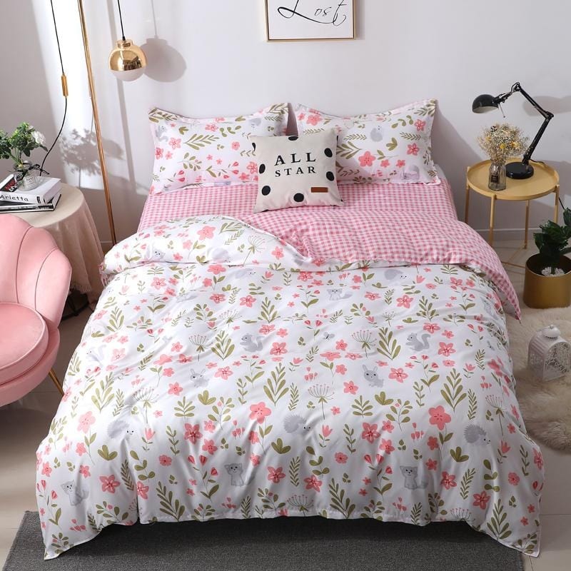 Housse de Couette Fille Fleur Rose