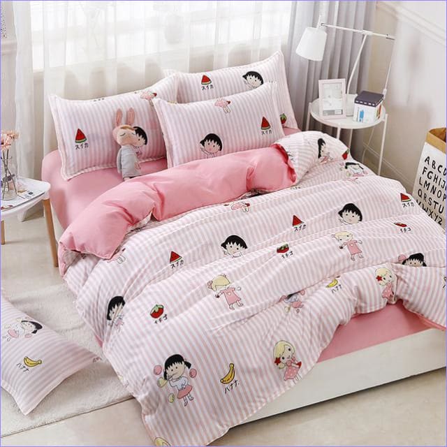 Housse de Couette Fille Style Manga Rose