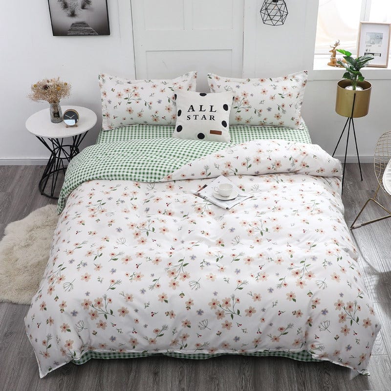 Housse de Couette Fleurie Blanche 1 Personne