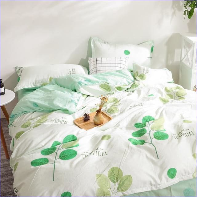 Housse de Couette Fleurie Tropicale Blanche