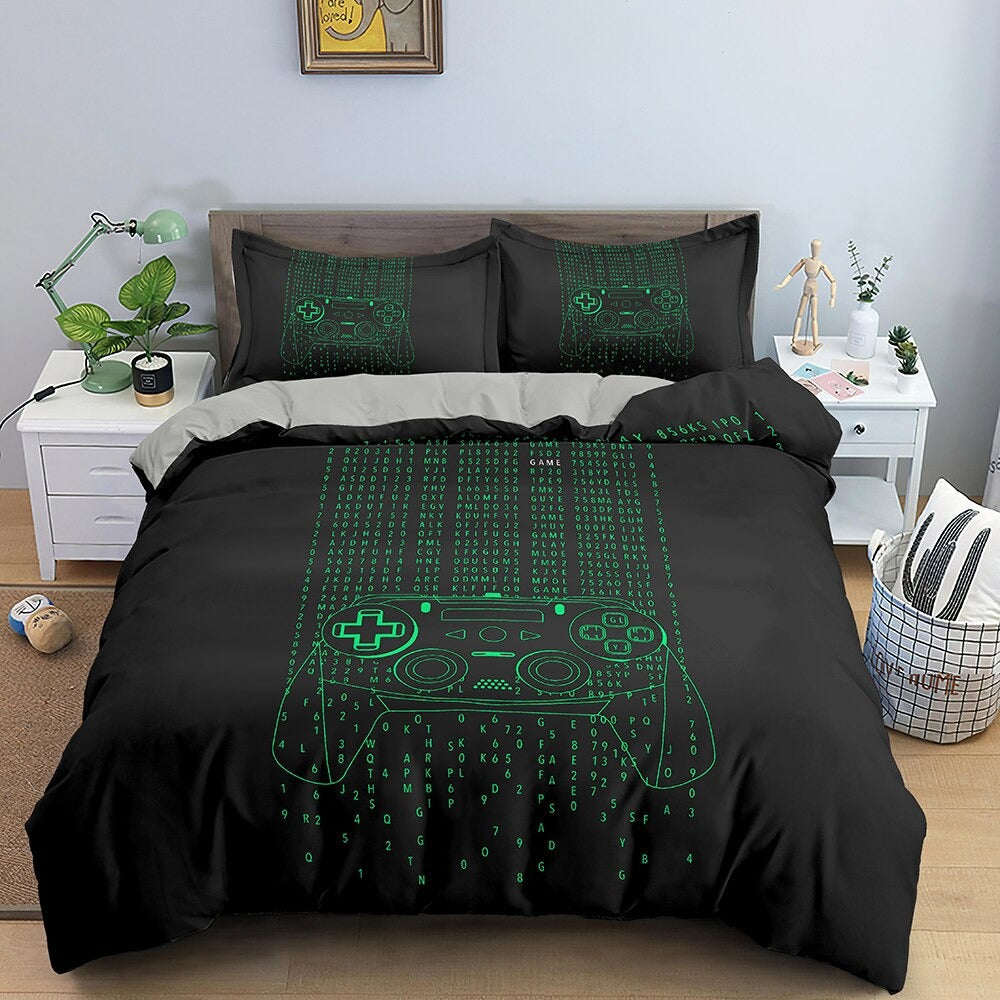 Housse de Couette Gamer Code Vert Matrix