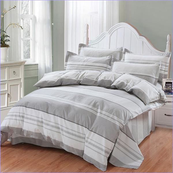 Housse de Couette Gris Blanc