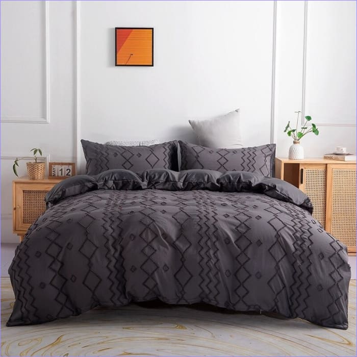 Housse de Couette Gris Noir à Motifs