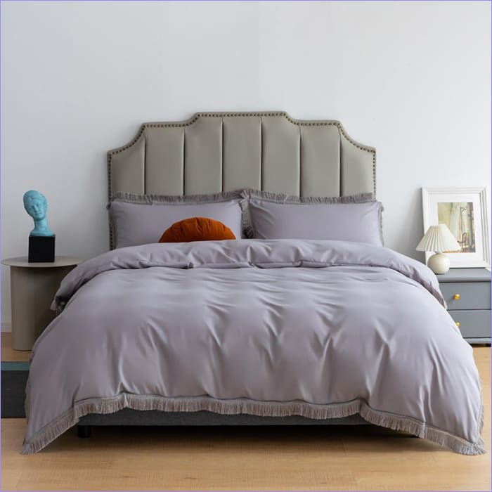 Housse de Couette Grise Claire Unie