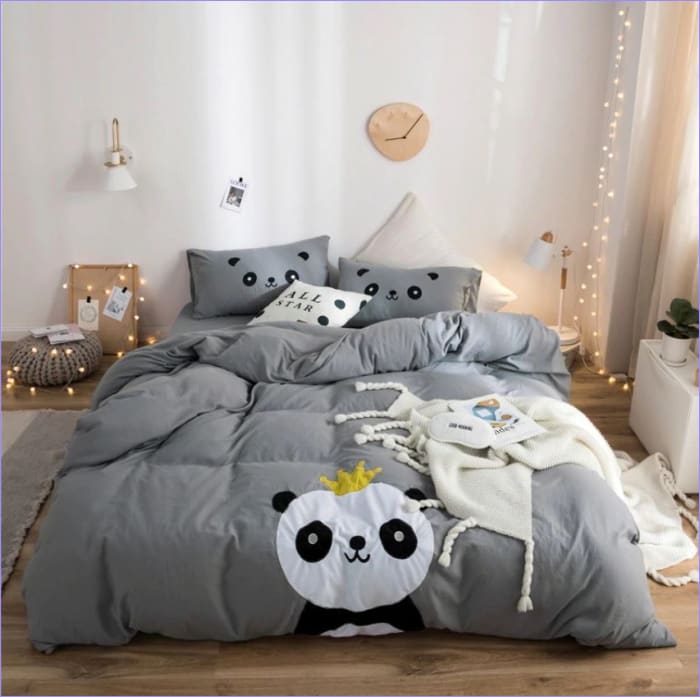 Housse de Couette Grise Panda Le King