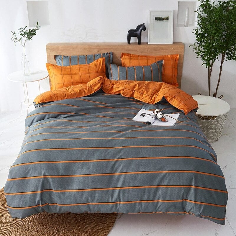 Housse de Couette Grise et Orange