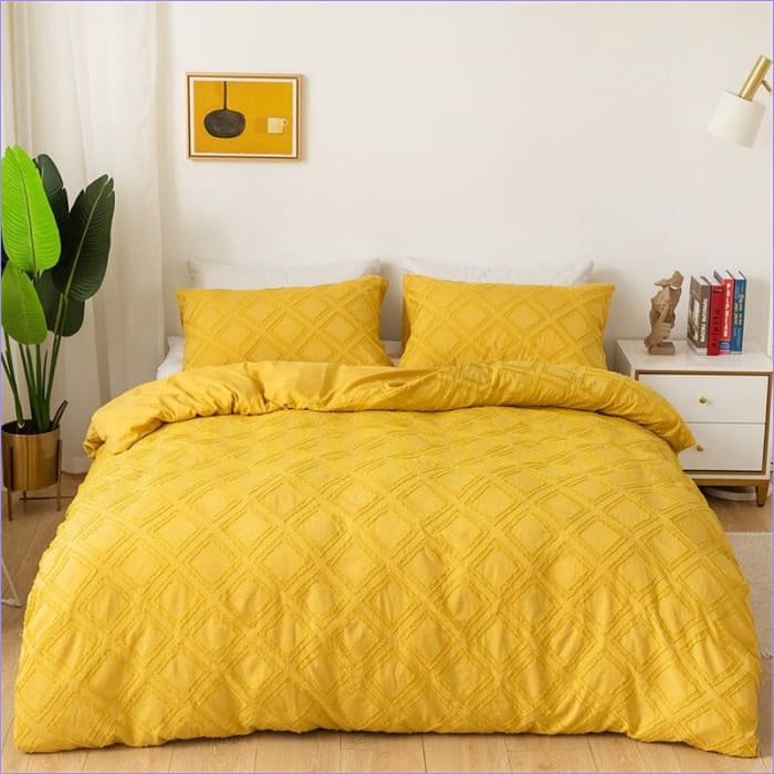 Housse de Couette Jaune Carreaux