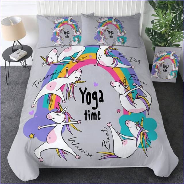 Housse de Couette Licorne Adulte Yoga time