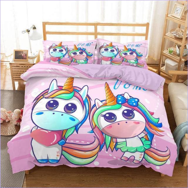 Housse de Couette Licorne Fille style manga