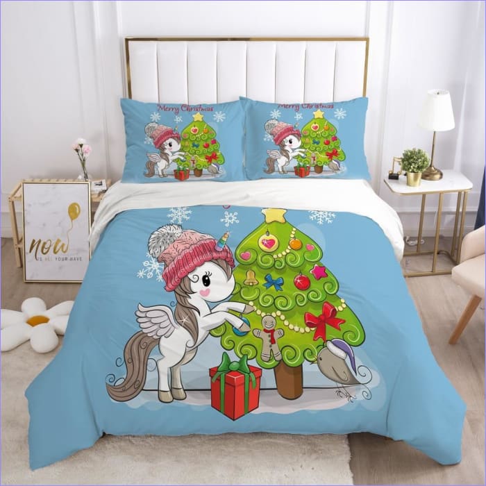 Housse de Couette Licorne Kawaii de Noel