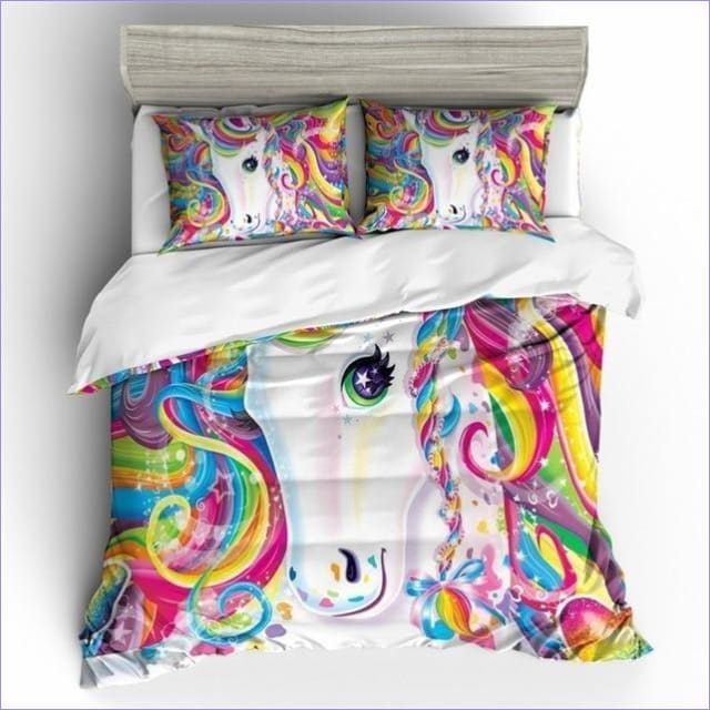 Housse de Couette Licorne Portrait arc en ciel