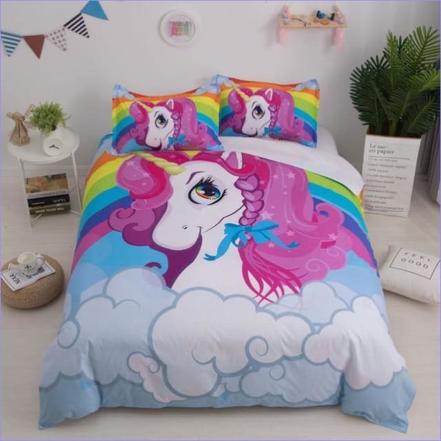 Housse de Couette Licorne à crinière rose