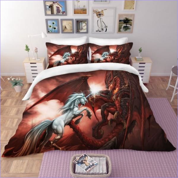 Housse de Couette Licorne vs Dragon