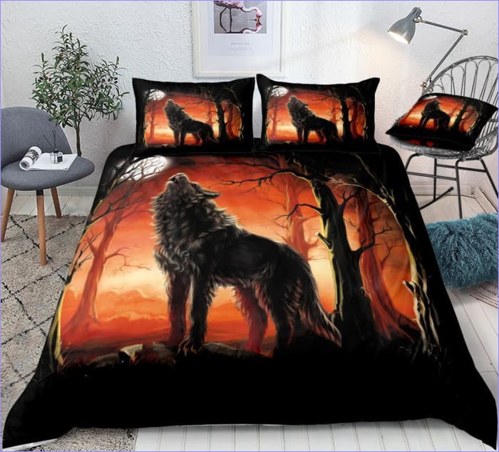 Housse de Couette Loup Coucher de Soleil