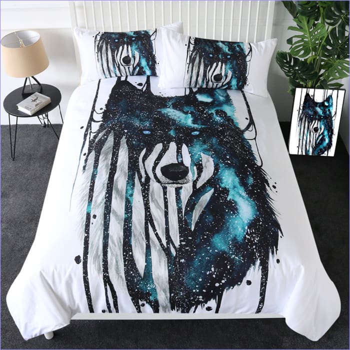 Housse de Couette Loup Peinture Galaxie