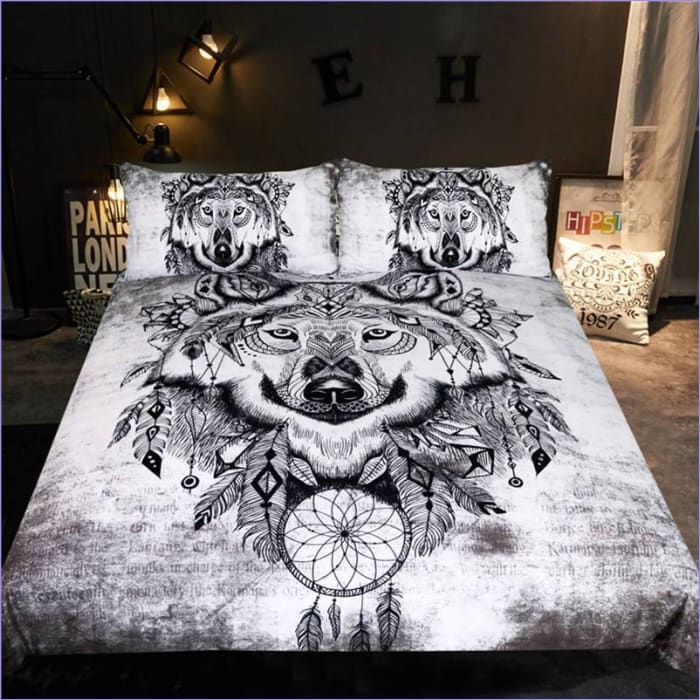 Housse de Couette Loup et Plumes