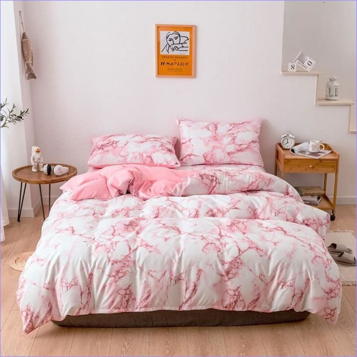 Housse de Couette Marbre Rose