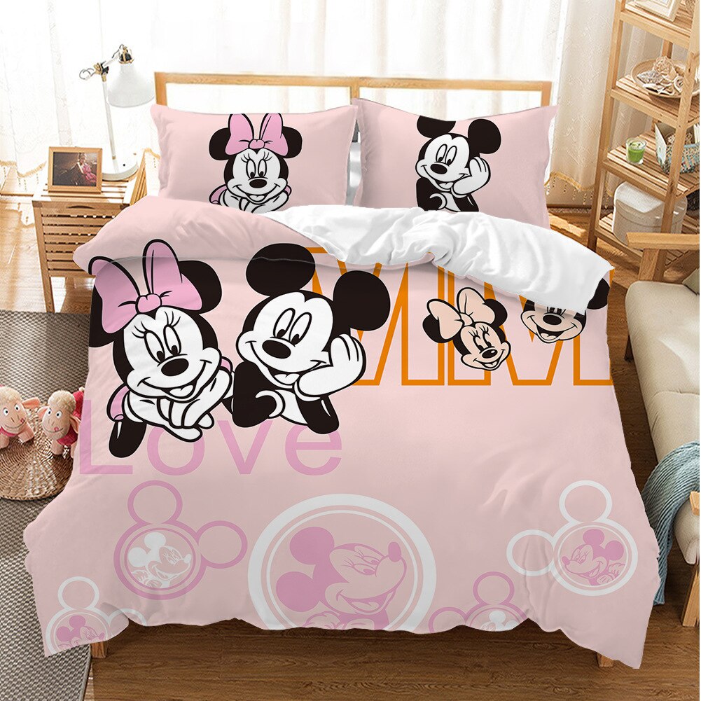 Housse de Couette Mickey Et Minnie Rose