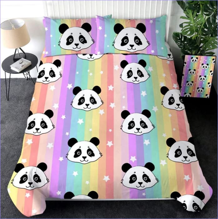 Housse de Couette Panda Arc en Ciel