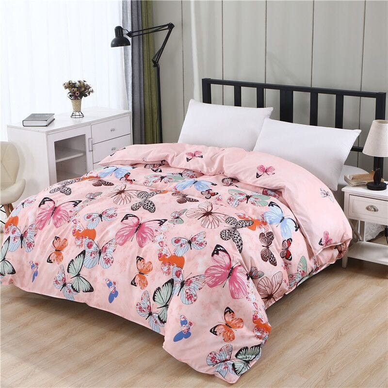 Housse de Couette Papillon 2 Personnes Rose