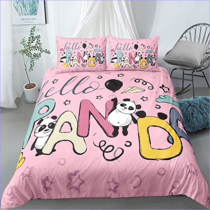 Housse de Couette Rose Hello Panda