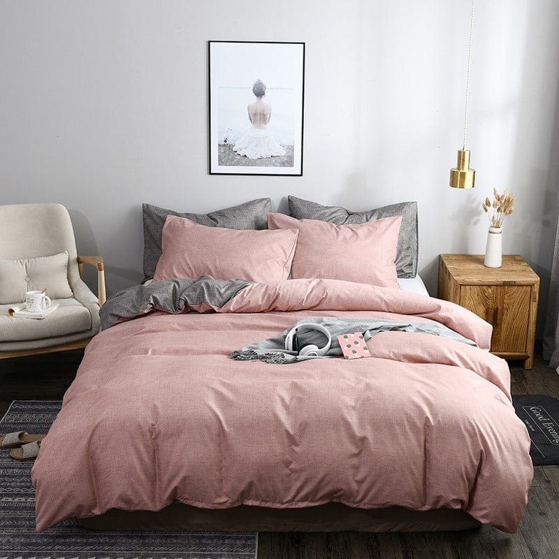 Housse de Couette Rose et Gris