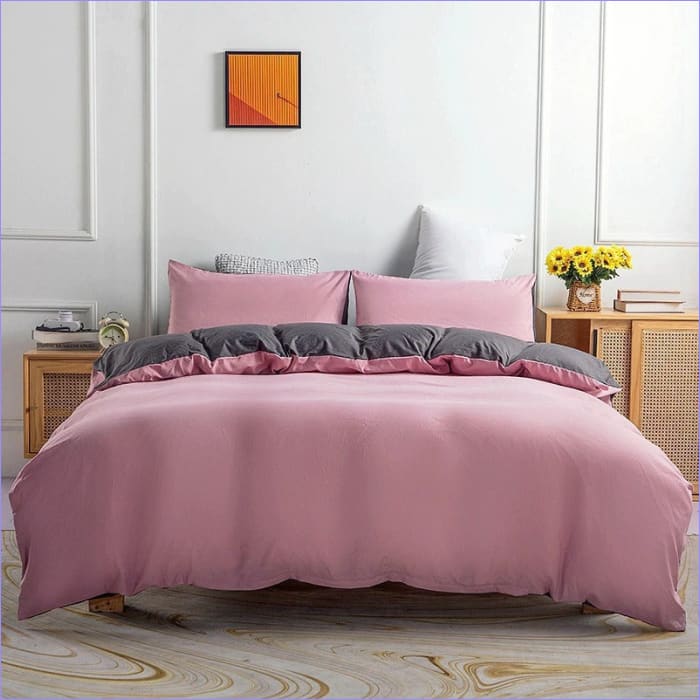 Housse de Couette Rose et Gris
