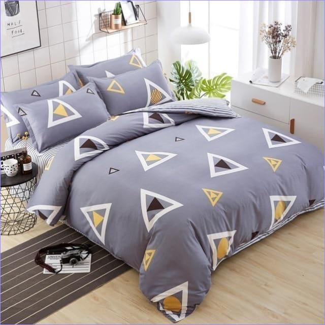Housse de Couette Scandinave Motifs triangles Gris