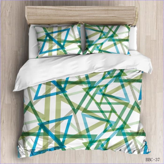 Housse de Couette Scandinave Triangles Verts