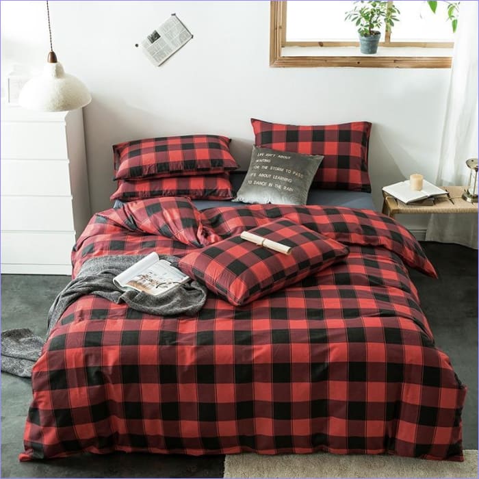 Housse de Couette Tartan Rouge