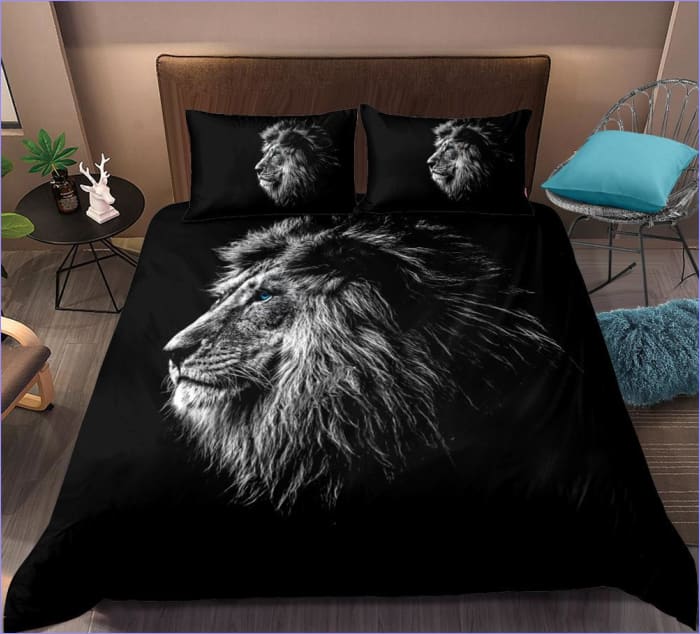 Housse de Couette Tête de Lion Noire et Blanc