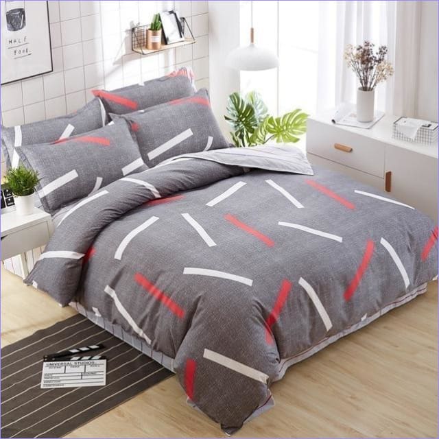 Housse de Couette Traits rouges et blancs