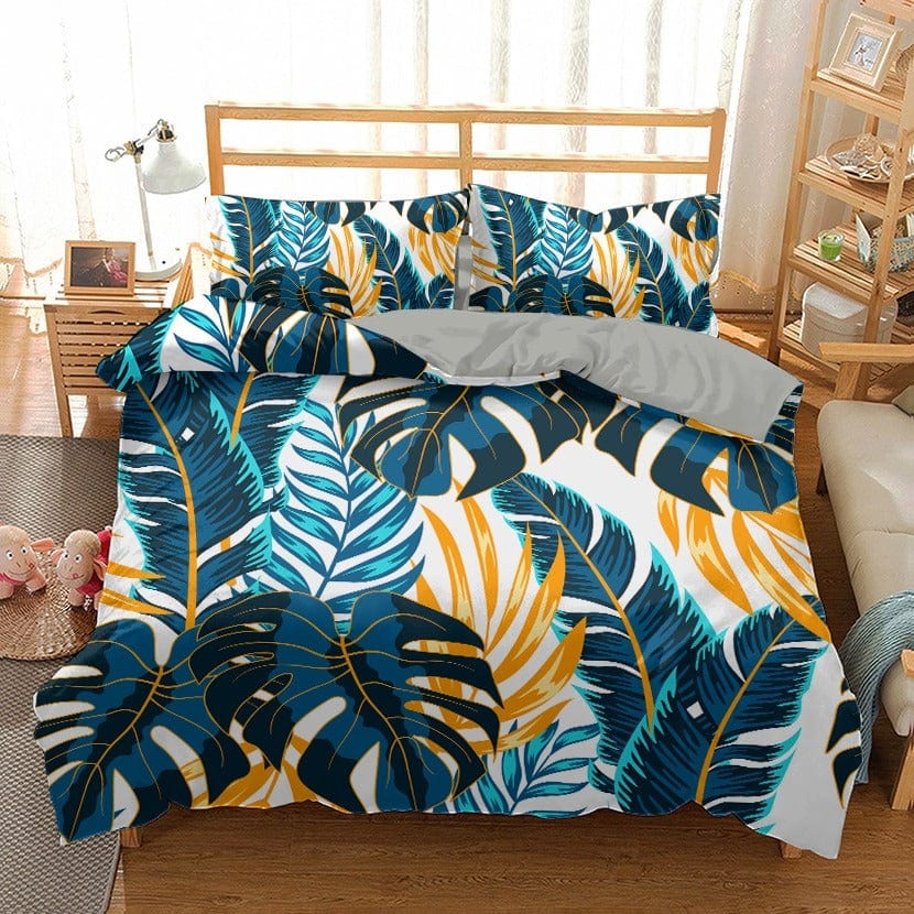 Housse de Couette Tropical Bleu et Orange