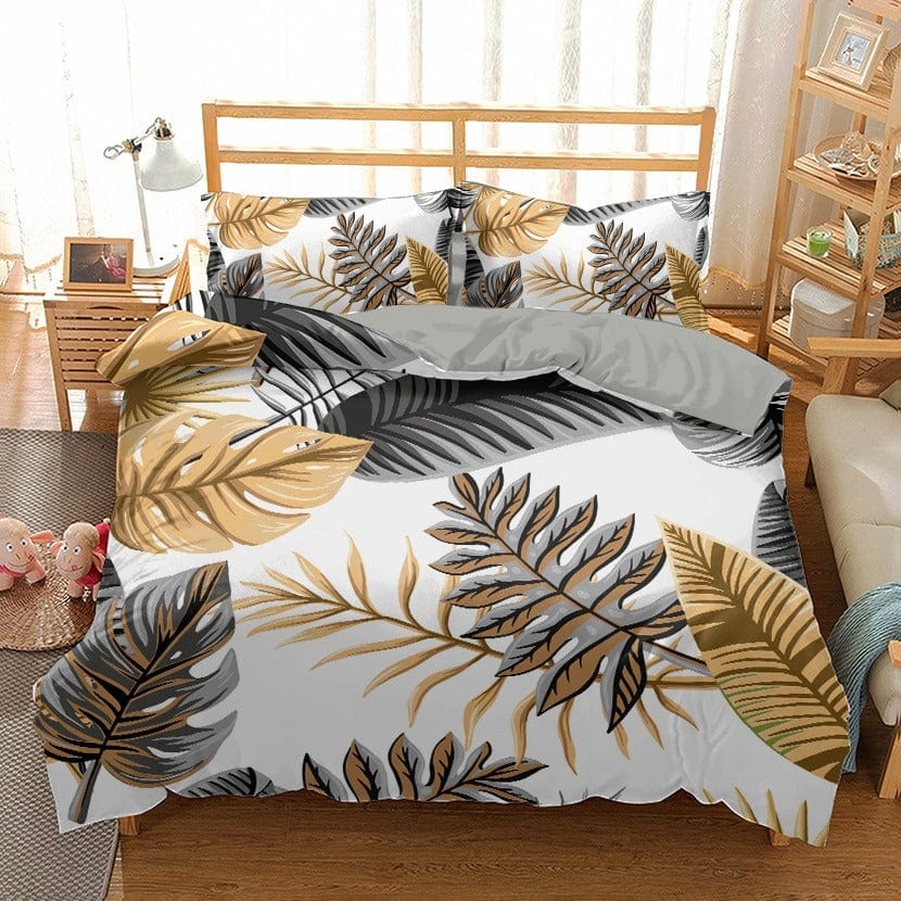 Housse de Couette Tropical Enfant Grise et Jaune