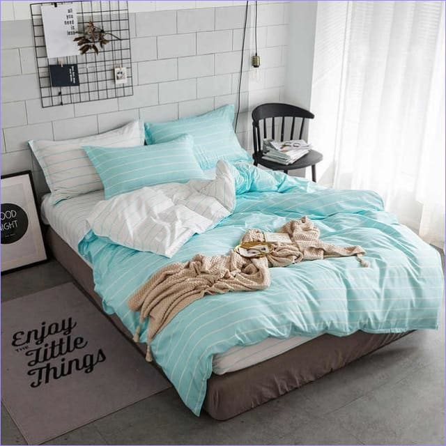 Housse de Couette Truquoise Rayée Réversible
