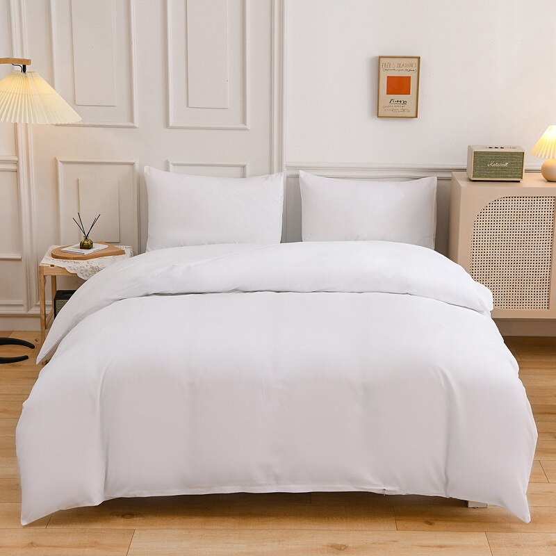 Housse de Couette Unie Polycoton Blanc Cassé