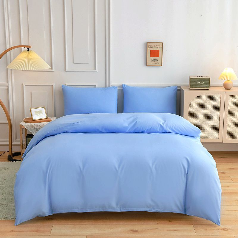 Housse de Couette Unie Polycoton Bleu Ciel