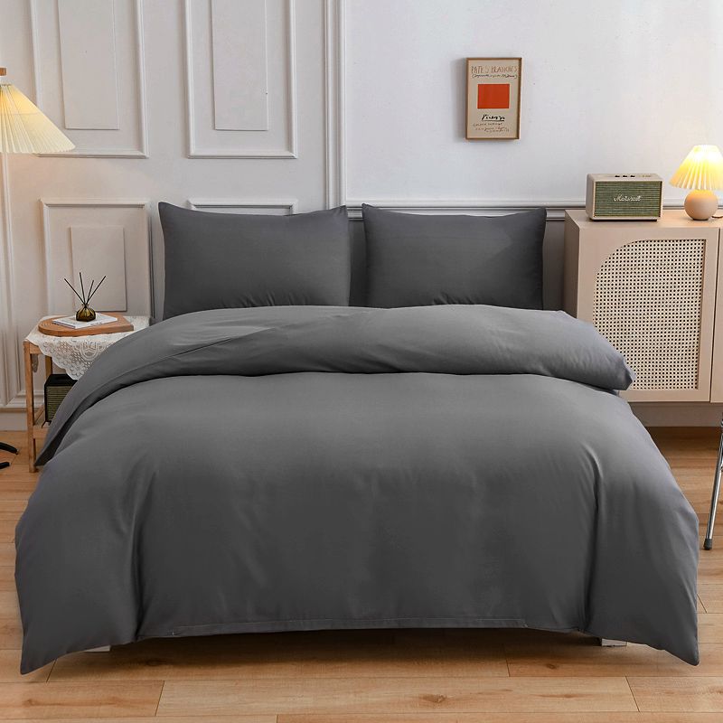 Housse de Couette Unie Polycoton Grise