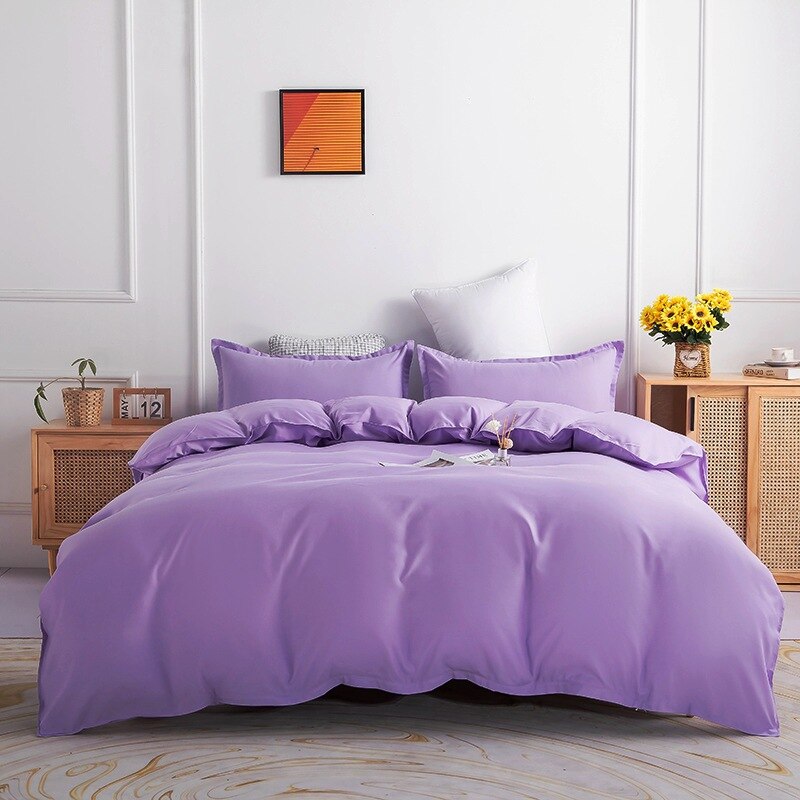 Housse de Couette Unie Polycoton Mauve