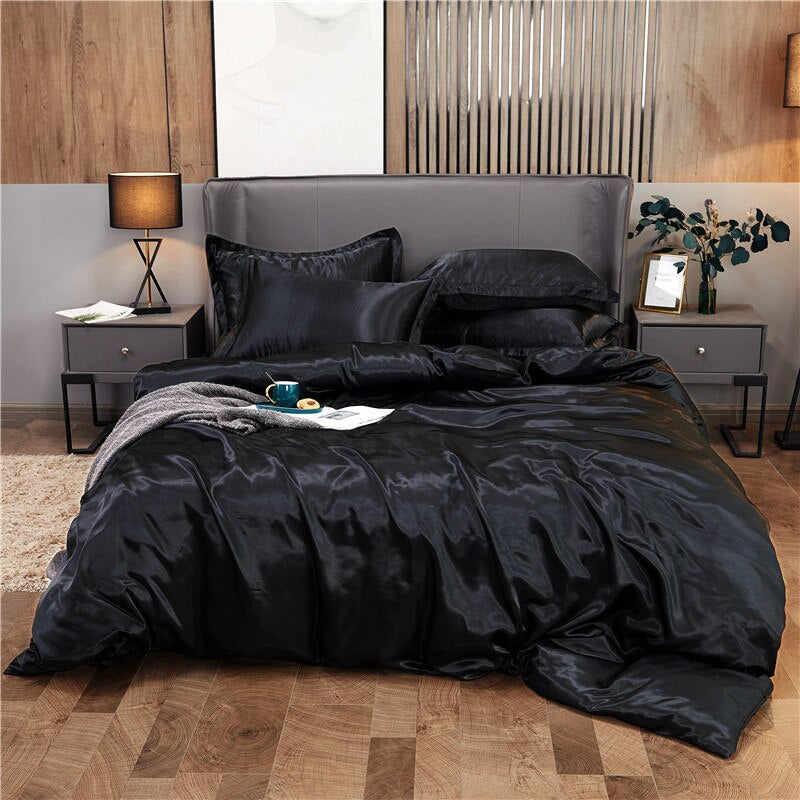 Housse de Couette Unie Polycoton Noir